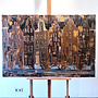 Painting- 80x120x4,5 cm - Rick Triest - Amsterdam LUXURY style - grachten gevels in omber & Gold #225