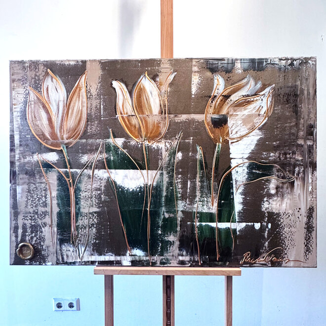 Painting  - 80x120 cm - Rick Triest - Luxury Tulpen - Bronze & Sienna #1
