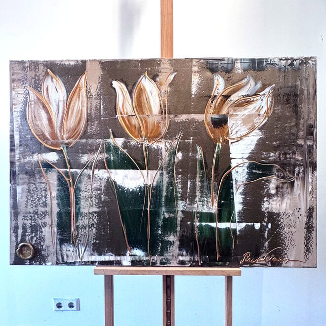 Painting  -80x120 cm - Tulpenmanie - Luxury Tulpen - Bronze & Sienna #1