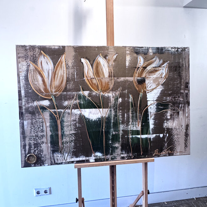 Painting  - 80x120 cm - Rick Triest - Luxury Tulpen - Bronze & Sienna #1