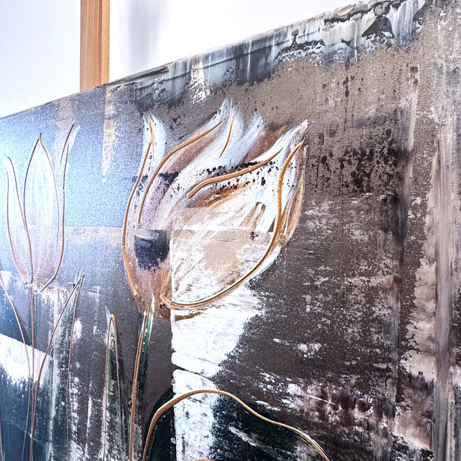 Schilderij - 80x120 cm - Rick Triest - Luxury Tulpen - Bronze & Sienna #1