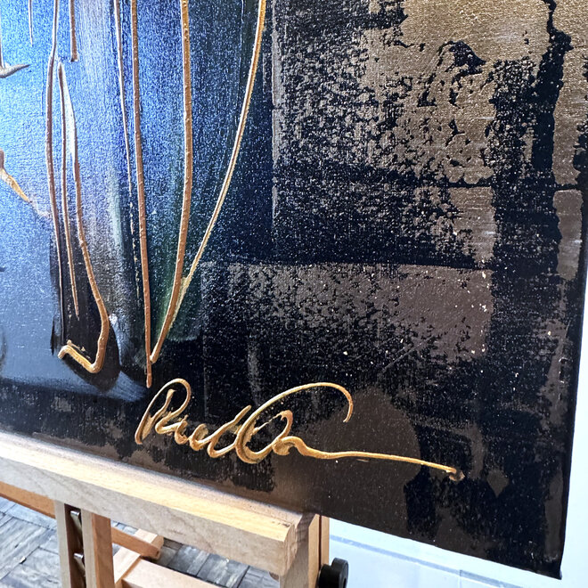 Painting  - 80x120 cm - Rick Triest - Hollands tafereel - Omber & Gold #1