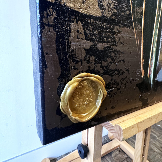 Painting  - 80x120 cm - Rick Triest - Hollands tafereel - Omber & Gold #1