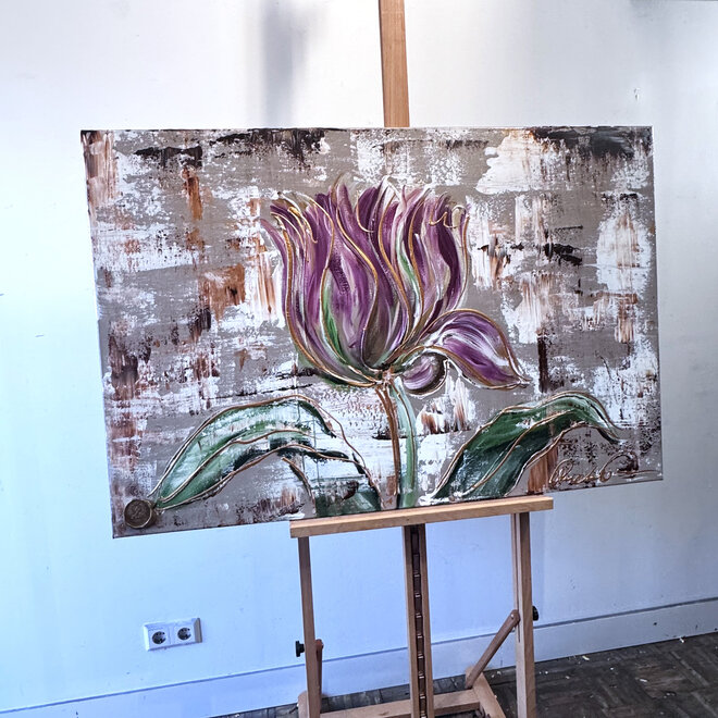 Schilderij - 80x120 cm - Rick Triest - Luxury Tulpen - Bronze & Sienna #2