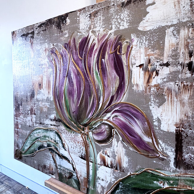 Painting  - 80x120 cm - Rick Triest - Luxury Tulpen - Bronze & Sienna #2