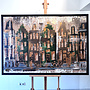 Painting- 100x150cm - Rick Triest - Amsterdam LUXURY style - grachten gevels in omber & Gold #24