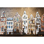 Schilderij- 100x150cm - Rick Triest - Amsterdam LUXURY style - grachten gevels in omber & Gold #25
