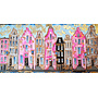 Painting-  100x200cm -Rick Triest -  Amsterdam Herengracht -Blue & Gold - XL - Pink 2