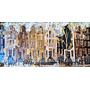Schilderij- 100x200cm - Amsterdam LUXURY style - grachten gevels in omber & Gold #9