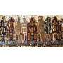 Painting-  100x200cm - Amsterdam LUXURY style - grachten gevels in omber & Gold #14