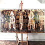 Painting-  100x200cm - Amsterdam LUXURY style - grachten gevels in omber & Gold #11