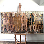 Painting- 100x200cm - Amsterdam LUXURY style - grachten gevels in omber & Gold #9