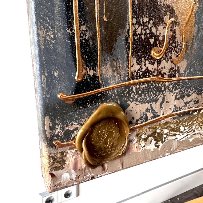 Painting- 100x150cm - Rick Triest - Amsterdam LUXURY style - grachten gevels in omber & Gold #30