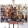 Painting- 100x150cm - Rick Triest - Amsterdam LUXURY style - grachten gevels in omber & Gold #29
