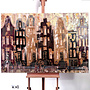 Painting- 100x150cm - Rick Triest - Amsterdam LUXURY style - grachten gevels in omber & Gold #27
