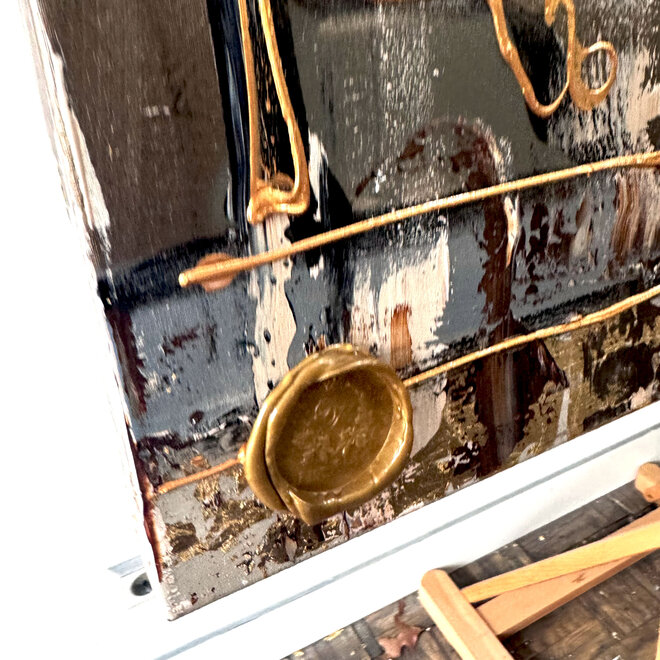 Painting- 100x150cm - Rick Triest - Amsterdam LUXURY style - grachten gevels in omber & Gold #26