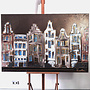 Schilderij- 100x150cm - Rick Triest - Amsterdam LUXURY style - grachten gevels in omber & Gold #25