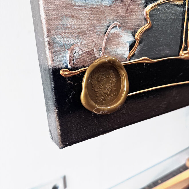 Painting- 100x150cm - Rick Triest - Amsterdam LUXURY style - grachten gevels in omber & Gold #25