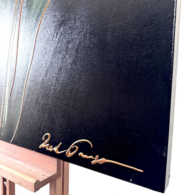 Schilderij- 100x100cm - Rick Triest - Tulpenmanie - kleurrijke tulpen - Black & Gold #4