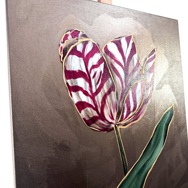 Schilderij - 70x100 cm - Rick Triest - Crimson Tulp - Bronze #2