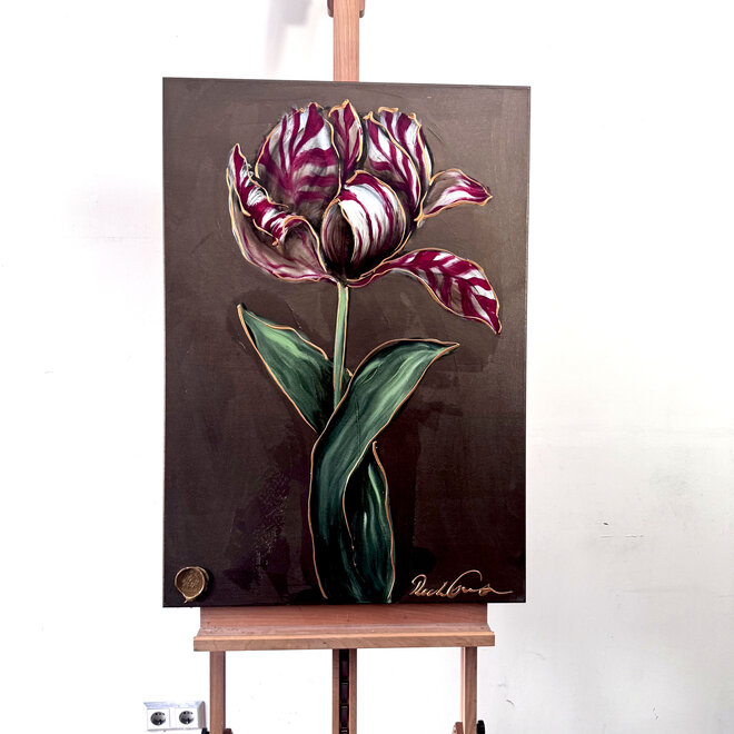 Schilderij - 70x100 cm - Rick Triest - Crimson Tulp - Bronze #1