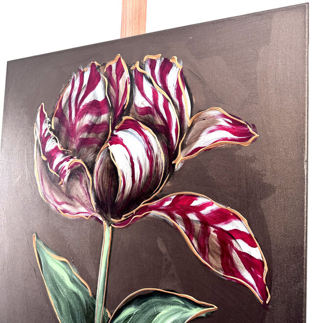Painting - 70x100 cm - Rick Triest - Crimson Tulip - Bronze #1