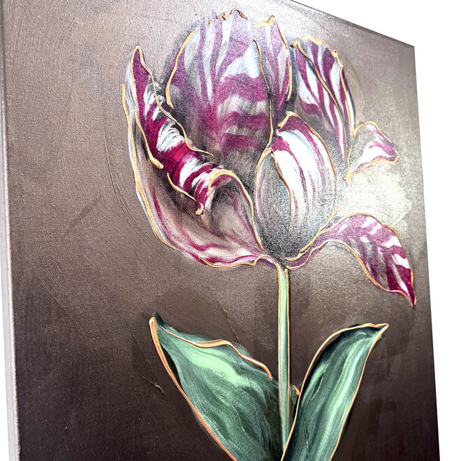 Painting - 70x100 cm - Rick Triest - Crimson Tulip - Bronze #1
