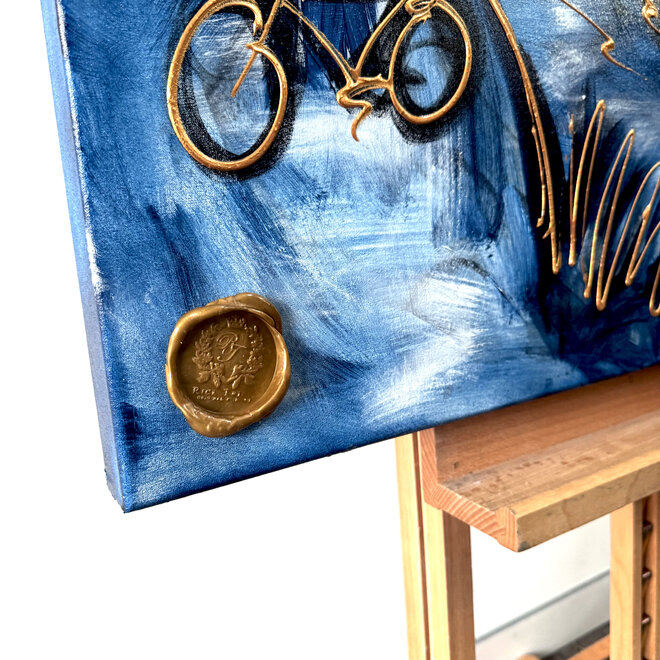 Painting-  100x100cm - Rick Triest - Dutch Windmill -  Delft blauw #1