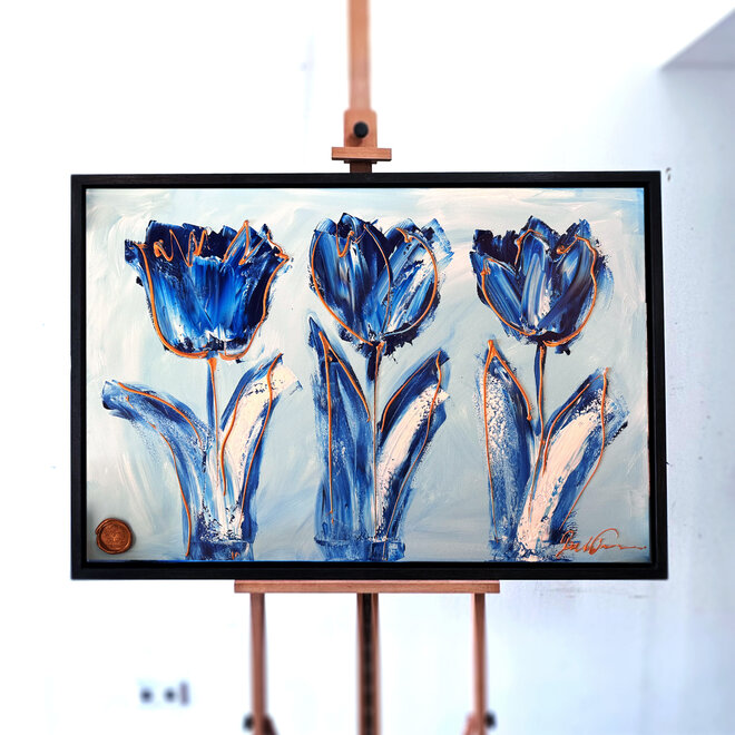 Schilderij - 70x100 cm - Rick Triest - Contemporary tulip composition #5
