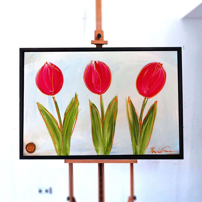 Schilderij - 70x100 cm - Rick Triest - Contemporary tulip composition #6
