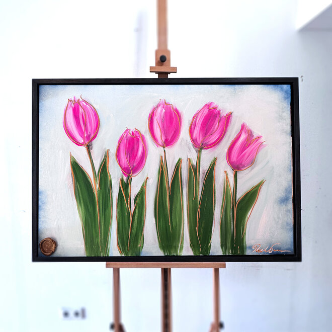 Schilderij - 70x100 cm - Rick Triest - Contemporary tulip composition #7