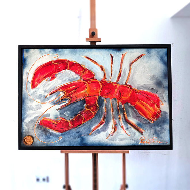 Painting- 70x100x4,5 cm - Lobster Time - Red & Gold #1