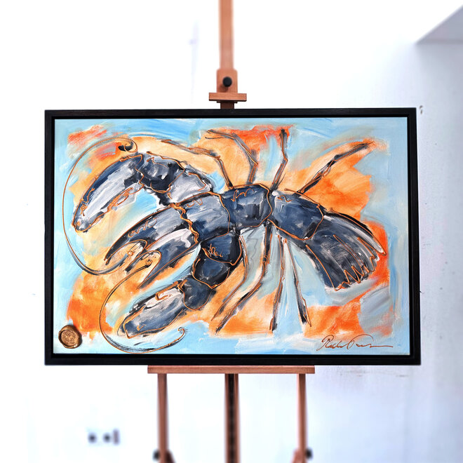 Painting- 70x100x4,5 cm - Lobster Time - Blue & Gold #1