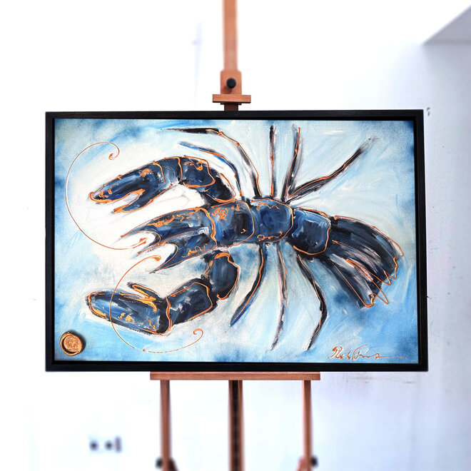 Schilderij- 70x100x4,5 cm - Rick Triest - Lobster Time - Blue & Gold #2