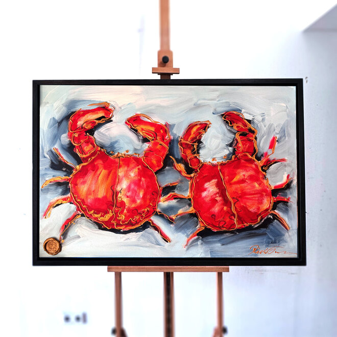 Painting- 70x100x4,5 cm - Rick Triest - Red crabs -#1