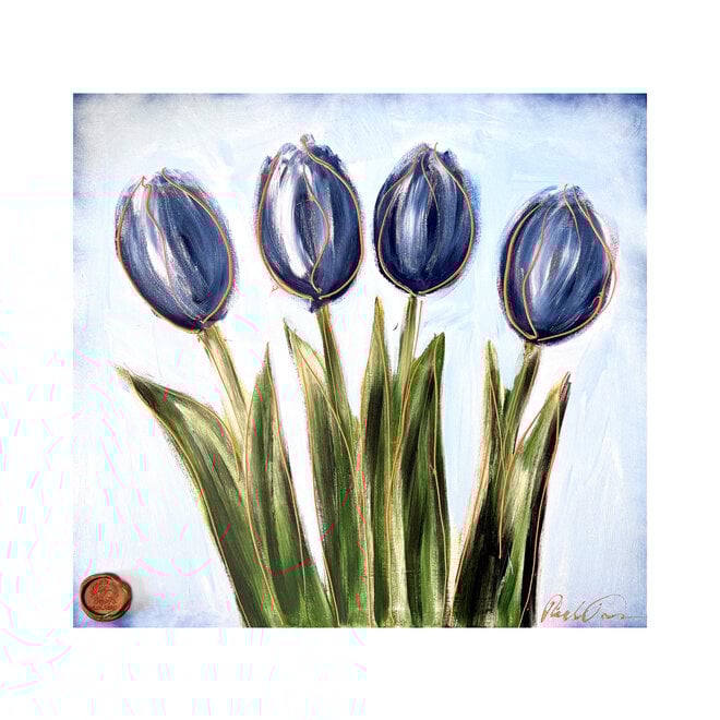 Painting  - 80x80 cm - Rick Triest -  Contemporary tulip composition #9