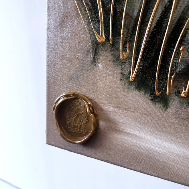 Painting- 100x100cm - Rick Triest - Dutch Windmill - Sepia & Green #4