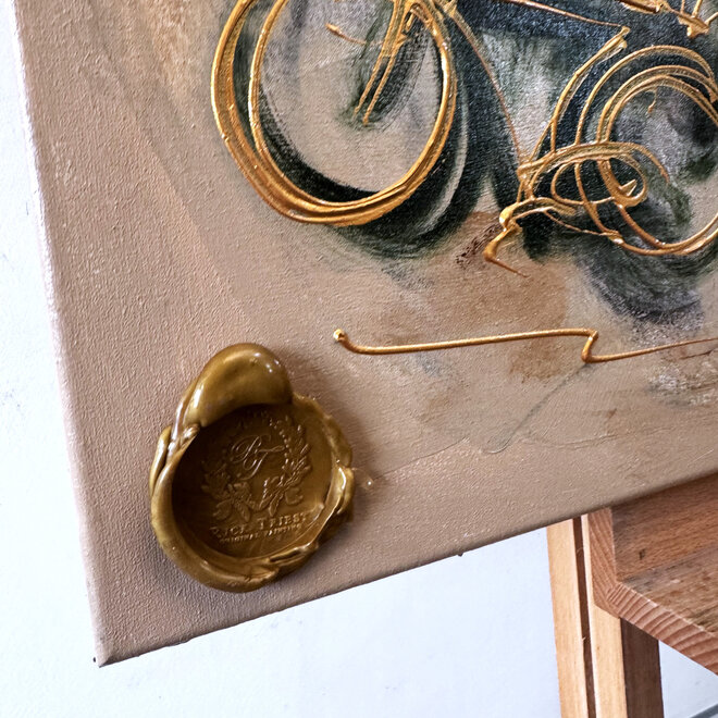 Painting- 100x100cm - Rick Triest - Dutch Windmill - Sepia & Green #5