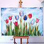 Schilderij - 100x150 cm - Rick Triest - Tulpenmanie - Hollandse tulpen #1
