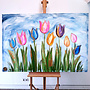 Schilderij - 100x150 cm - Rick Triest - Tulpenmanie - Hollandse tulpen #2