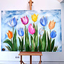Schilderij - 100x150 cm - Rick Triest - Tulpenmanie - Hollandse tulpen #3
