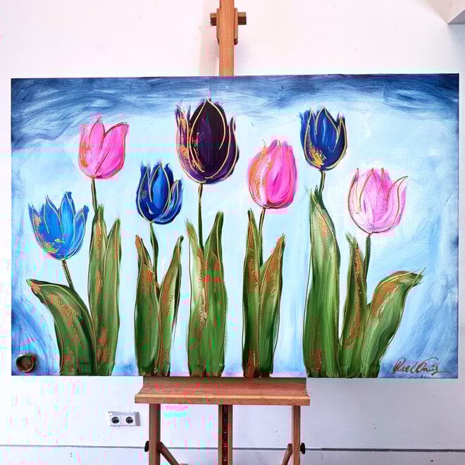 Schilderij - 100x150 cm - Tulpenmanie - Hollandse tulpen #4