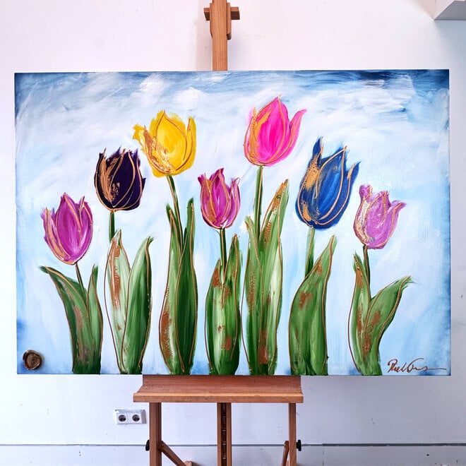 Schilderij - 100x150 cm - Tulpenmanie - Hollandse tulpen #5