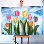 Painting  - 100x150 cm - Rick Triest - Tulpenmanie - Hollandse tulpen #7