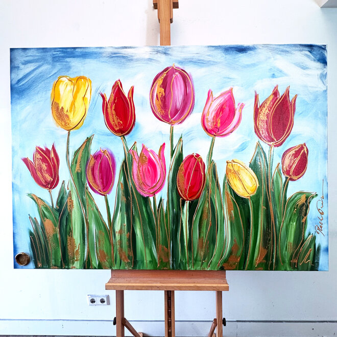Schilderij - 100x150 cm - Rick Triest - Tulpenmanie - Hollandse tulpen #8