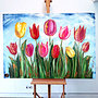 Schilderij - 100x150 cm - Rick Triest - Tulpenmanie - Hollandse tulpen #8