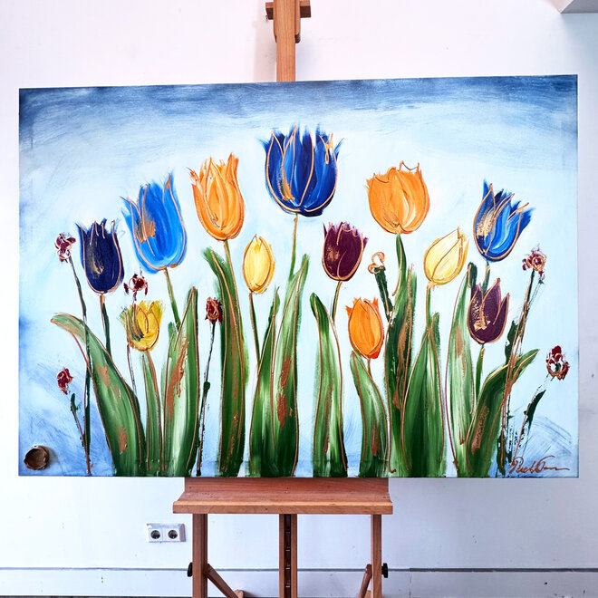 Schilderij - 100x150 cm - Tulpenmanie - Hollandse tulpen #9