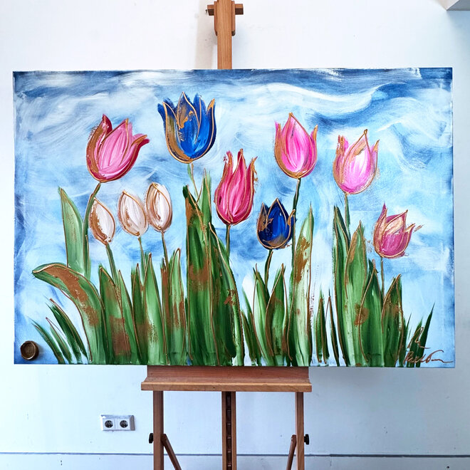 Schilderij - 100x150 cm - Rick Triest - Tulpenmanie - Hollandse tulpen #12