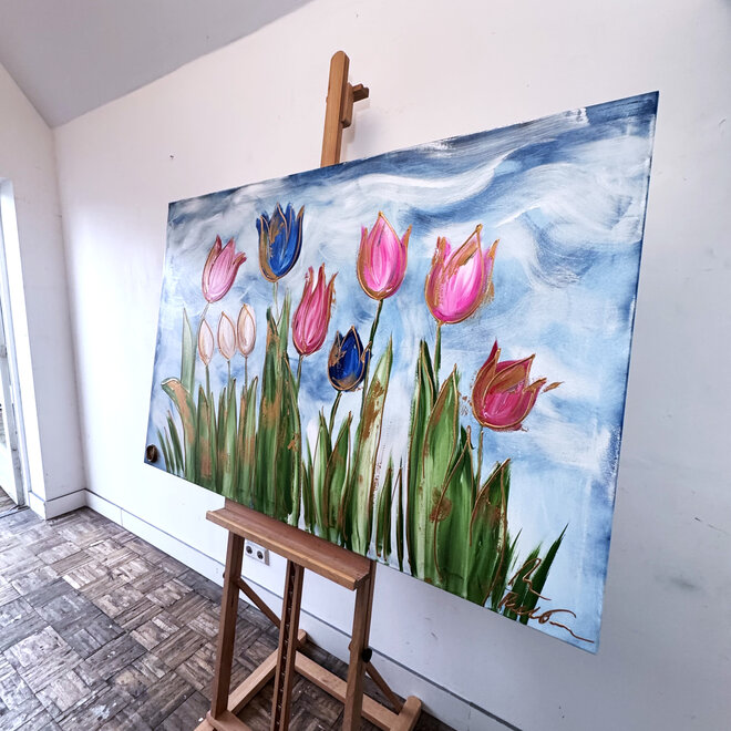 Schilderij - 100x150 cm - Rick Triest - Tulpenmanie - Hollandse tulpen #12