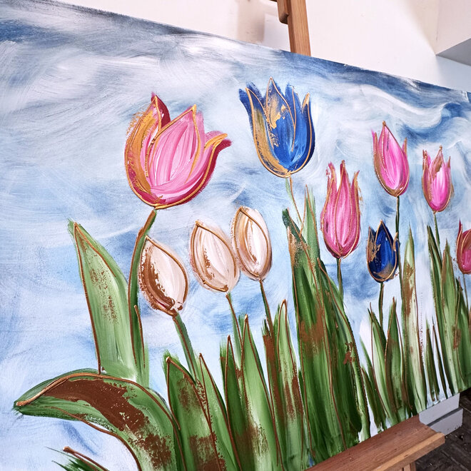 Schilderij - 100x150 cm - Rick Triest - Tulpenmanie - Hollandse tulpen #12